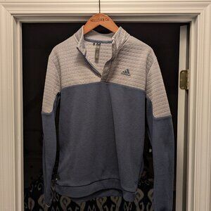 Adidas Grey and Navy Pullover, Quarter Zip, Heavy Weight, Men's Medium, Fleece